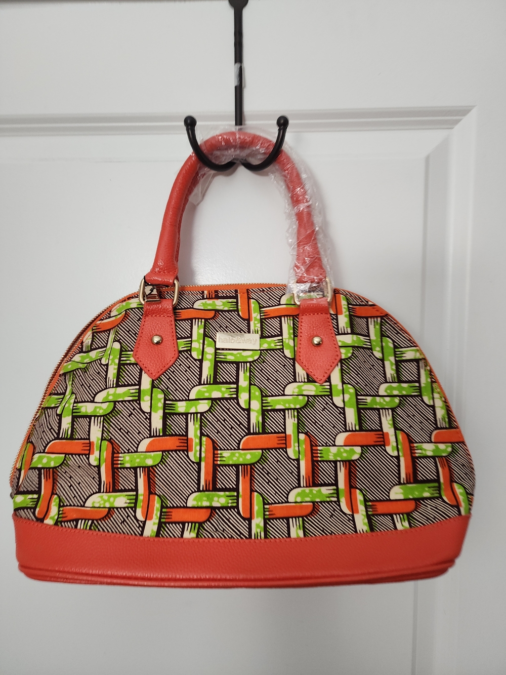 Bright Orange Patterned Dome Satchel Bag